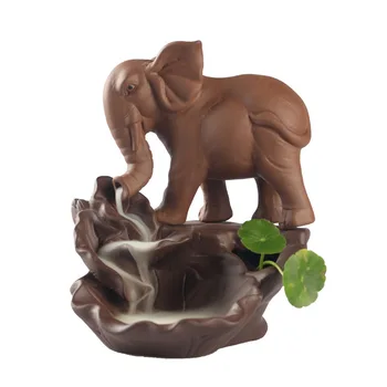

Home Ornament Ceramic Elephant Design Backflow Incense Burner Censer Waterfall Incense Holder for Home Shop Decor