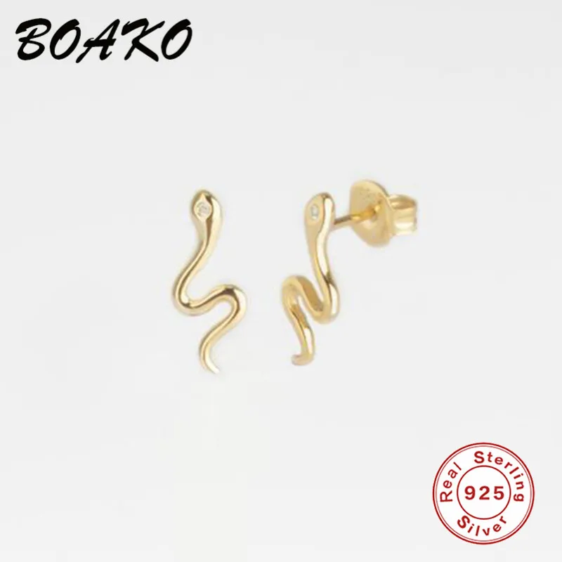 BOAKO, панк, длинные серьги в виде змеи, 925 пробы, серебряные серьги для женщин, подвеска в виде змеи, корейские сережки-шпильки, ювелирные изделия