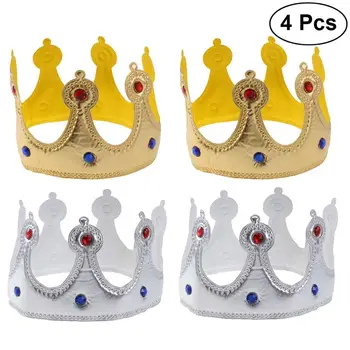 

4PCS Glitter Birthday Crown Party Hats Tiara for Kids Adults Party Decorations (2 Golden and 2 Silver)