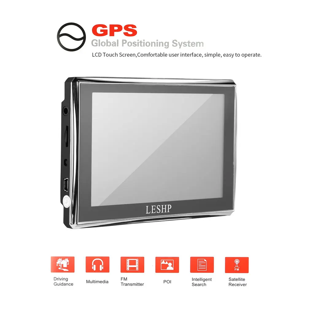 LESHP Черный Прочный HD Автомобильный gps Глобальная система позиционирования сенсорный экран навигационная карта бесплатное обновление грузовых навигаторов автомобильные