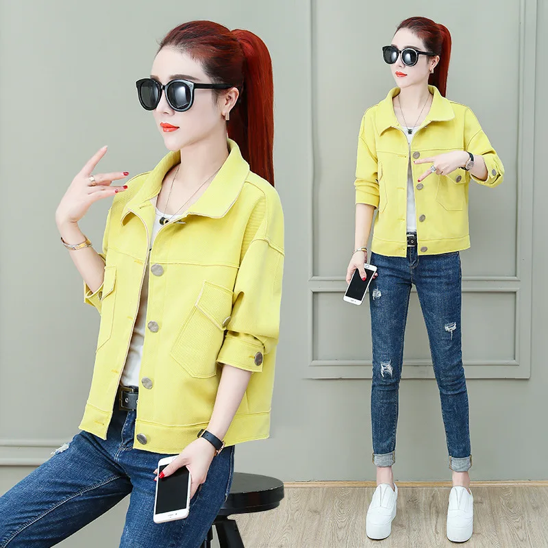 

2019 Autumn New Style Coat Women's Korean-style-Style Short Jacket Women's Single-Breasted Fold-down Collar Large Size Dress