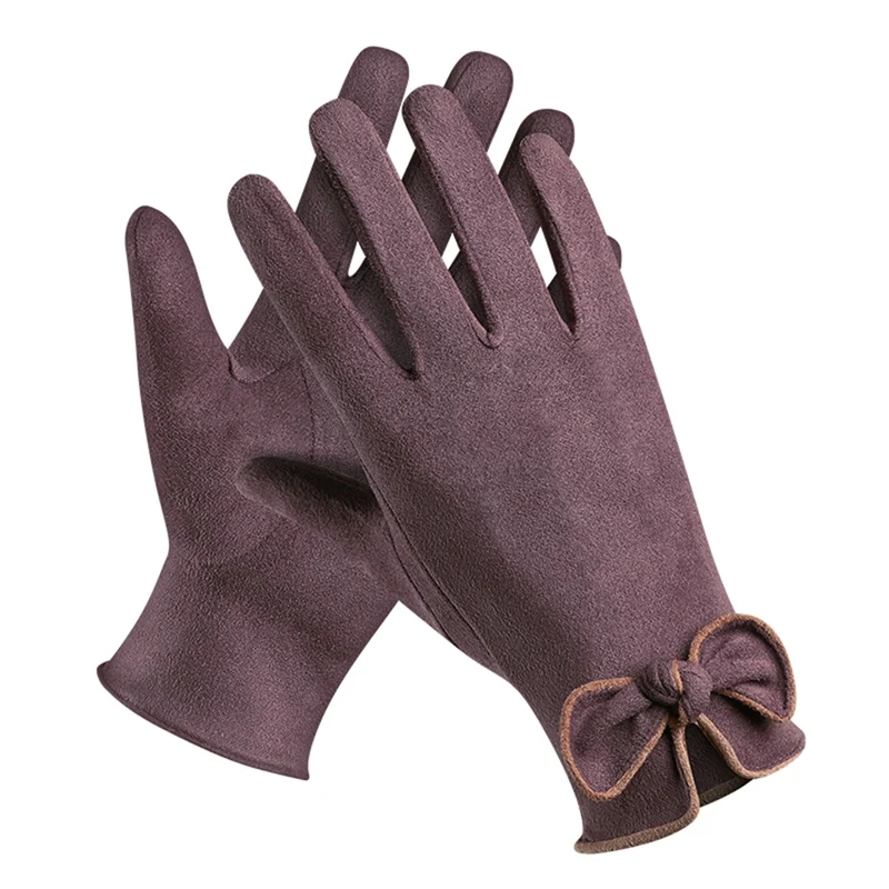 

Sport Full Finger Gloves Women Lady Heated Gloves Bow-knot Touch Screen Winter Cycling Ski Gloves Outdoor Jogging Handwear