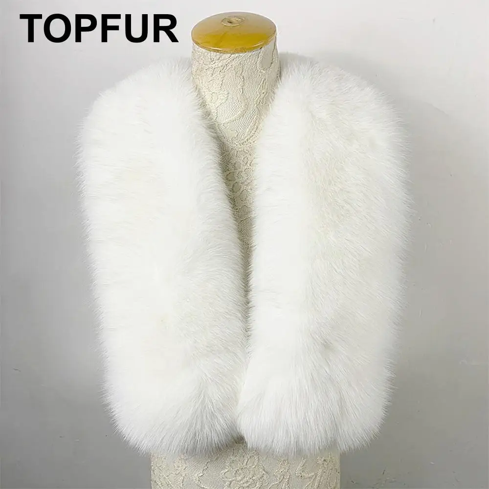 TOPFUR New Fashion Winter Female Scarf Real Fur Scarf For Women Natural Fox Fur White Fur Solid Long Luxury Scarfs Women