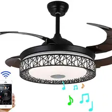 4" Невидимый потолочный вентилятор светильник креативный Птичье гнездо лампа пульт дистанционного управления Bluetooth светодиодный люстры-вентиляторы 3 цвета с регулируемой яркостью 3-скоростной