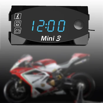 

3 In 1 Universal Motorcycle Electronic Clock Thermometer Voltmeter Waterproof Dust-proof LED Watch Digital Display Voltmeter