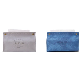 

2Pcs Container Towel Napkin Tissue Holder Ins Nordic Leather Tissue Box Paper Dispenser Tissue Holder Case for Office Home Decor