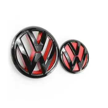 

Gloss Black Red 130mm Front Grill Logo + 100mm Rear Trunk Lid Emblem Badge Car Logo for Volkswagen Jetta MK6 2011 2012 2013 2014