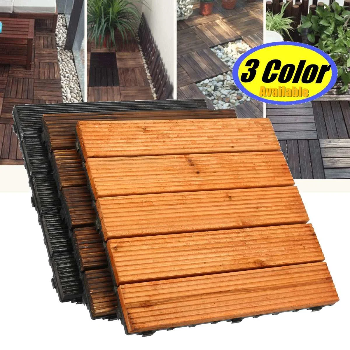 DIY деревянный патио блокировки Настил Плитка Крытый уличный садовый напольный декор мебель аксессуары 3 цвета 30x30 см