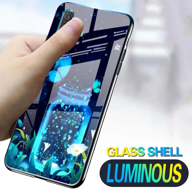 

Luminous Glass Case For OPPO Realme 1 X XT X2 Pro Luxury Shining Silicone Cover For OPPO F7 Youth K3 K5 Coque Funda