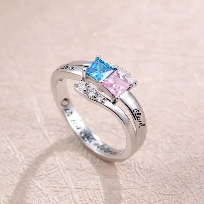 XiaoJing 925 Sterling Silver Custom birthstone engraved Name rings Unique Design finger Ring for Women Personalized Jewelry 2019 XiaoJing 925 Sterling Silver Custom birthstone engraved Name rings Unique Design finger Ring for Women Personalized Jewelry 2019