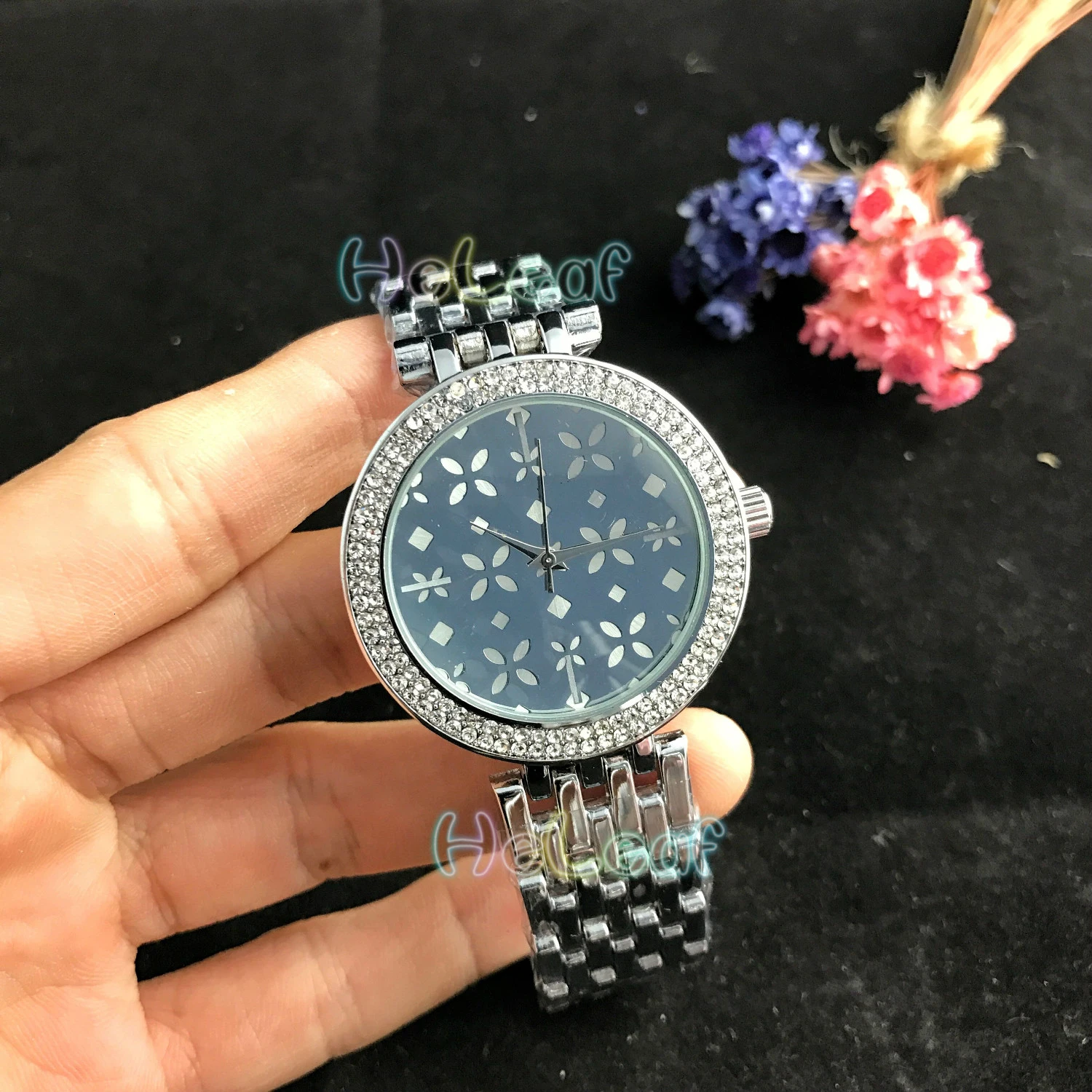 Роскошные модные женские часы dimond, серебряные, золотые, круглые, нержавеющая сталь, ремешок, кварцевые часы, женские часы, черные, Montre Femme Relogio