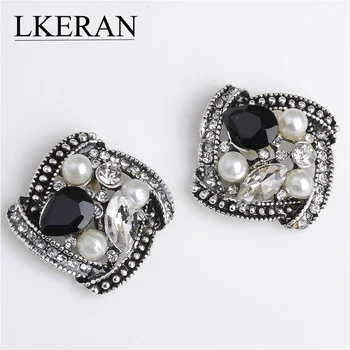 

LKERAN 5Pc Creative Windmill Shape Pearl Crystal Button black theme Rhinestone Button DIY For Wedding Decoratio Clothing Button
