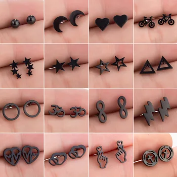 

black earrings Stainless Steel earrings for women statement earrings heart earring kpop jewelry aretes de mujer modernos