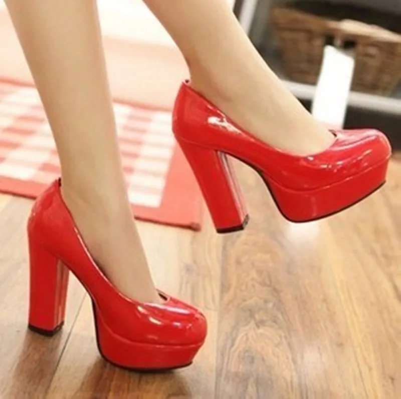 

2017 New Style Europe And America Nightclub Patent Leather Ultra-High Heel Shoes Waterproof Platform WOMEN'S Shoes Chunky-Heel S