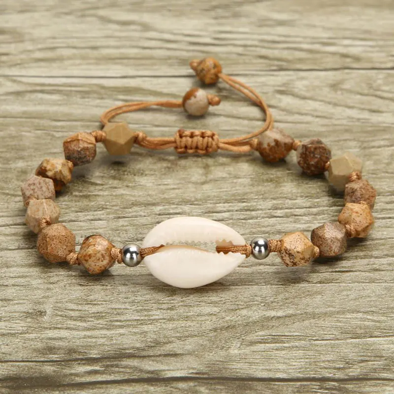 

Natural Shell Bracelets for Women Charm Stone Bracelet Female Woven Hand Chain Rope Luxury Design 2019 Fashion Jewelry New