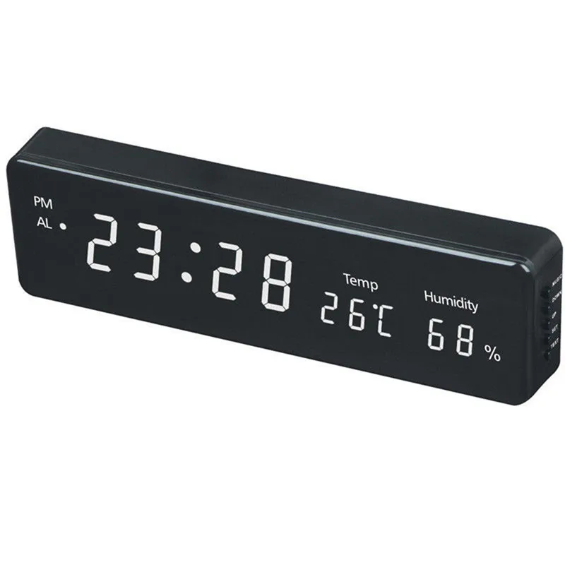  Digital Wall Clock Big LED Time Calendar Temperature Humidity Display Desk Table Clocks Electronic 