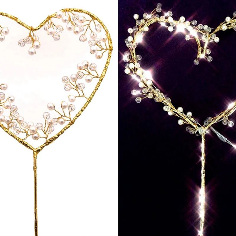 Safe Unique Heart-shaped Cake Insert With Pearl Cake Decoration Insert For Wedding Gold Kitchen Baking Supplies