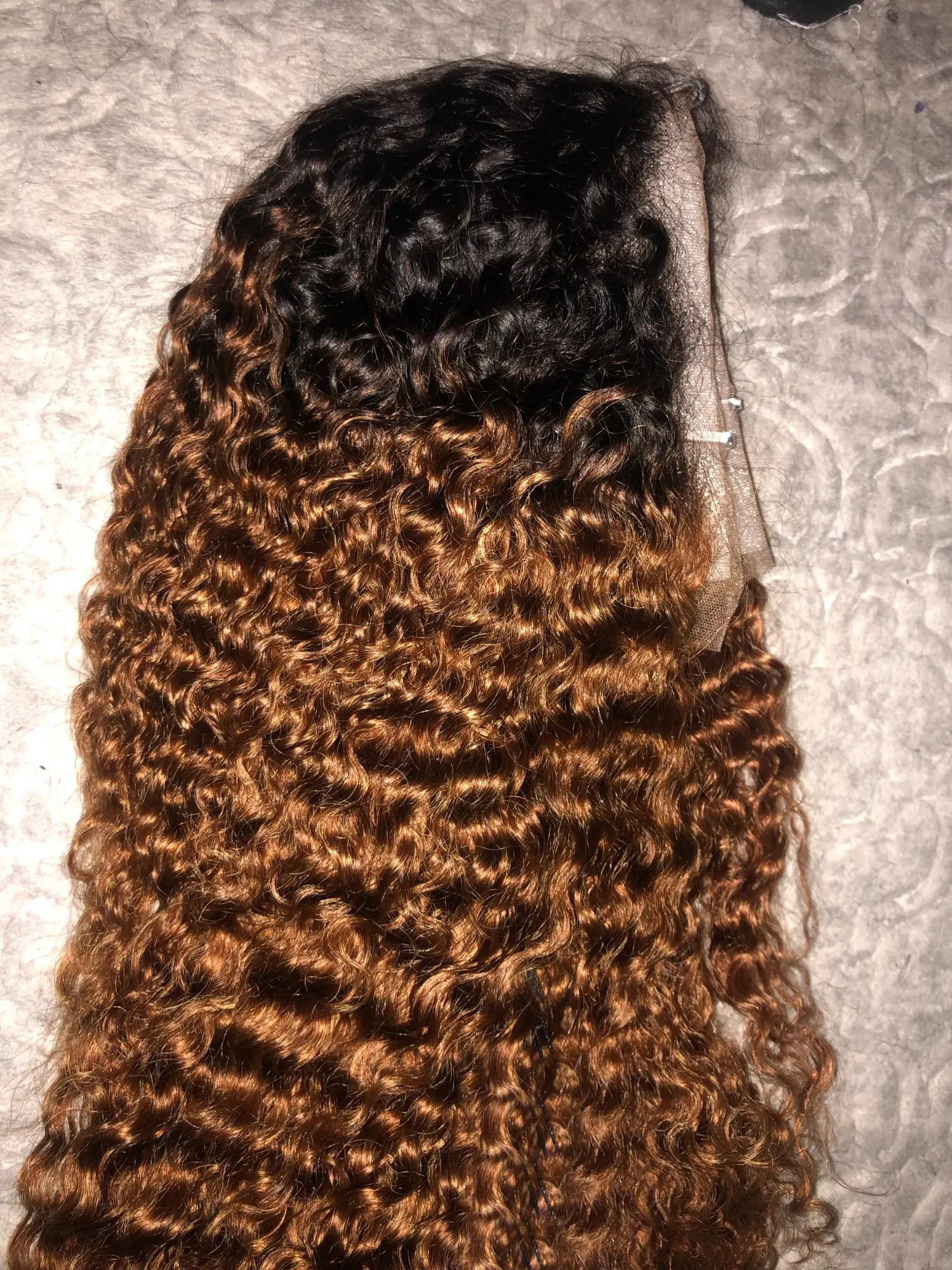 Brown Ombre Human Hair Wigs 13x4 Curly Lace Front Human Hair Wigs for Black Women Brazilian Lace Part Curly wigs Remy hair 150% photo review