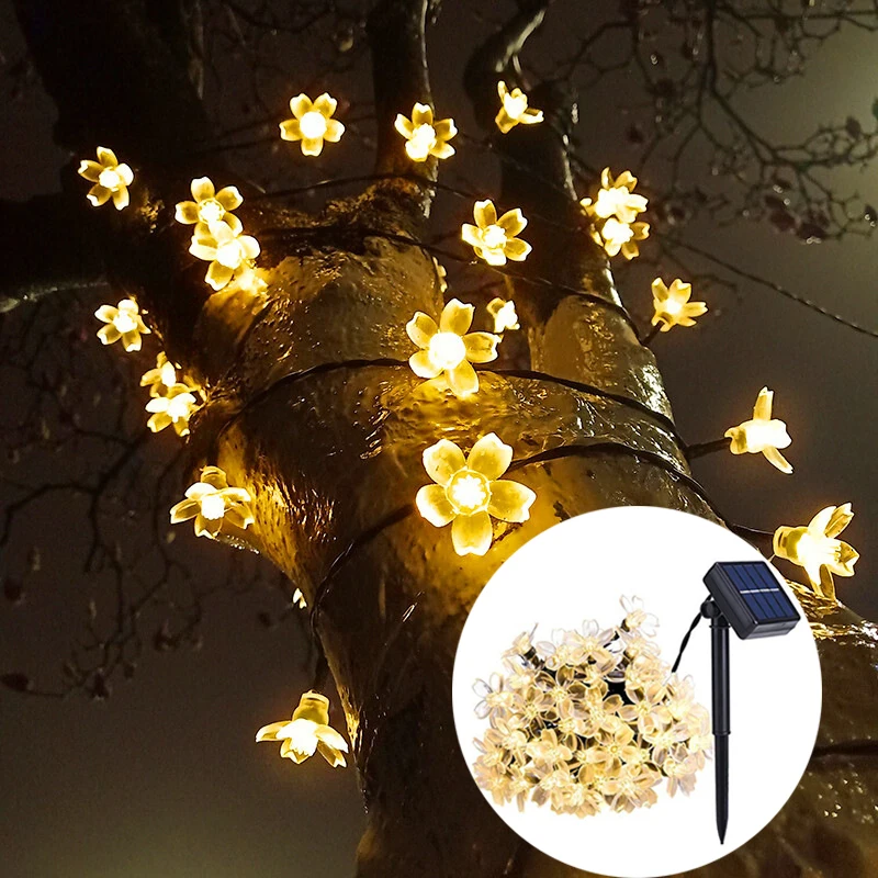 

Peach Flower Garland Lawn Lamps Solar Led String Garden Light Outdoor Lighting Solar Light Patio Decoration Fairy lampy ogrodowe
