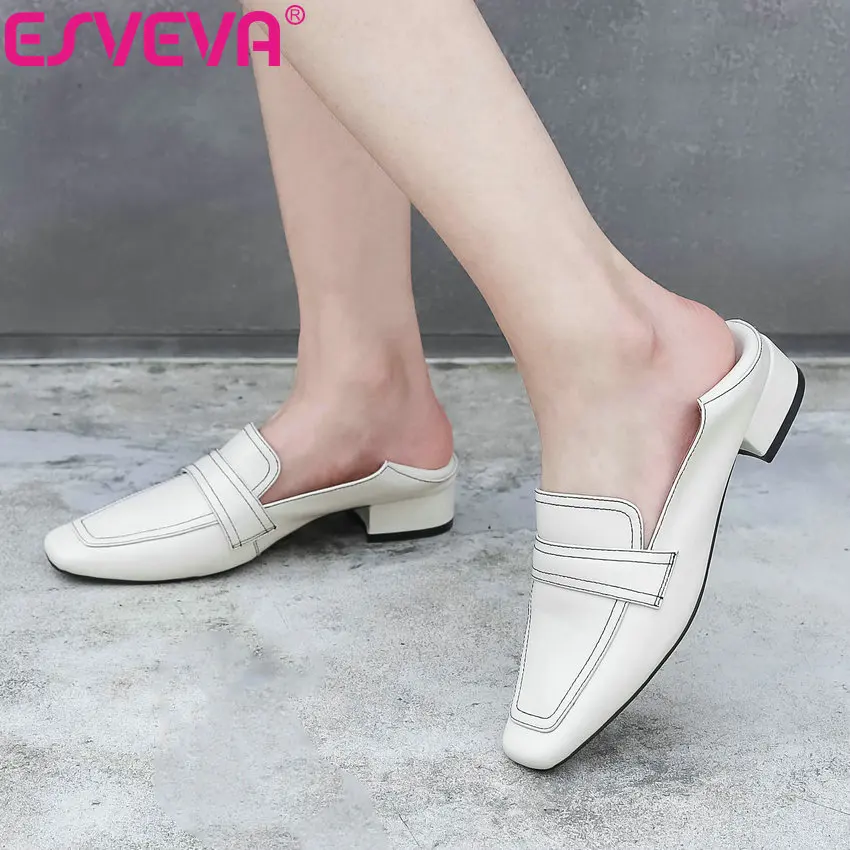 Женские туфли-лодочки ESVEVA элегантные туфли на низком квадратном каблуке из