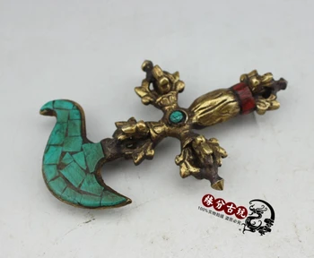 

Objetos religiosos de CHina-arma de Buda Pino verde Vajra Dorje Kingkong aparato budista, artesanías decorativas de metal