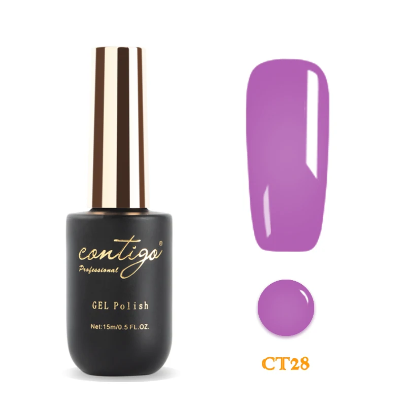 Contigo 60 Colors Nail Art Soak Off Gel Nail Polish 15ml Long-Lasting UV Led Varnish Lacquer For Nail Desgin Rubber Base Primer - Цвет: CT-28