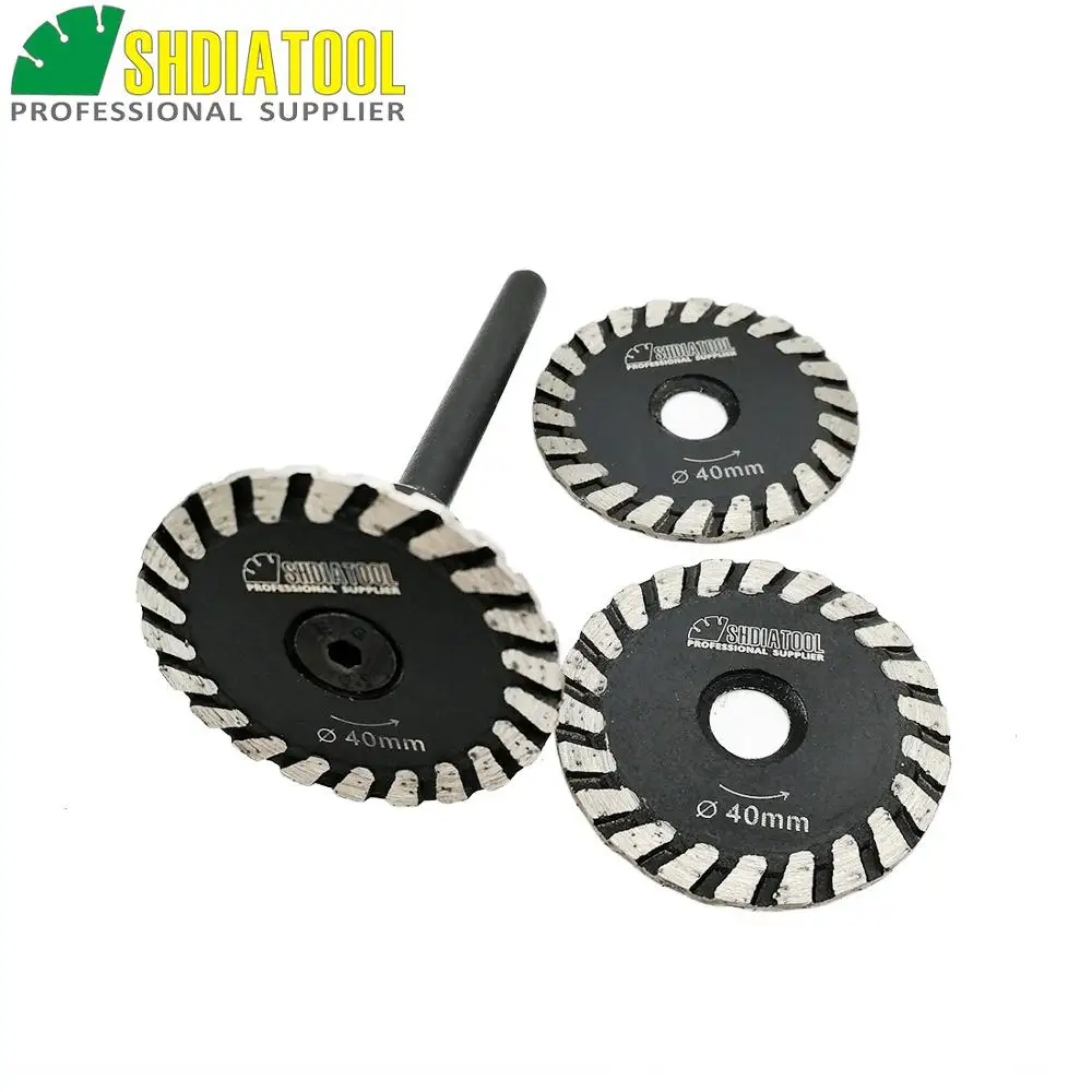 DIATOOL 1 pc Hot pressed diamond turbo mini Engraving saw blades with removable 6mm shank and 2pcs blades without shank