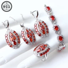 Костюм Серебро 925 Свадебные Ювелирные наборы Свадебные ювелирные изделия камень серьги кольцо для женщин ожерелье кулон Набор подарочных коробок