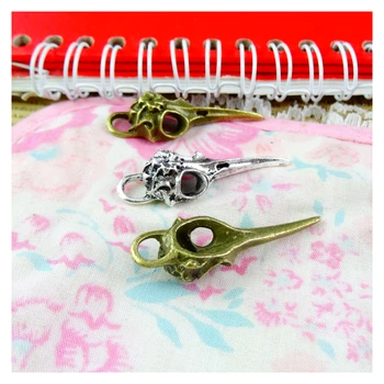 

20Pcs Punk Charms Antique Silver Plated Bronze Skull Bird Head Pointed Mouth Pendant Hanging Crafts Vintage Jewelry Finding