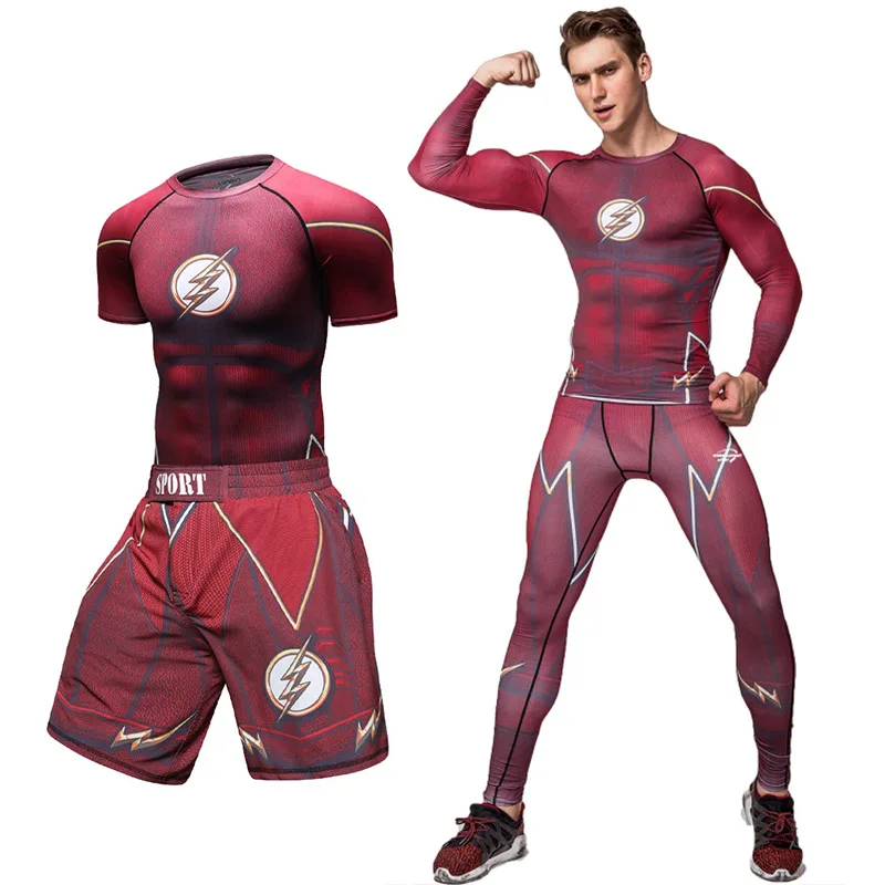 Red FLASH MMA Bjj боксерская футболка Спортивная Мужская Рашгард джиу джицу с длинным