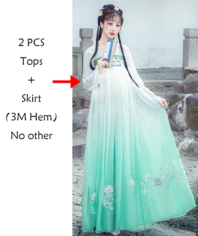 A style hanfu Костюмы для танца лотоса Hanfu для женщин, традиционный народный праздничный наряд, платье феи с вышивкой, сценическая одежда для выступлений DC2706 - Цвет: A style hanfu