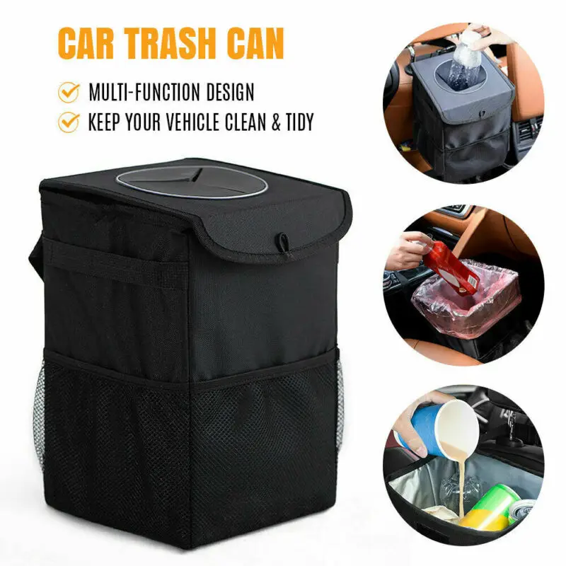 Folding multi-function Car Seat Back Universal Oxford Cloth Black Trash Can Durable Leak Proof Bins