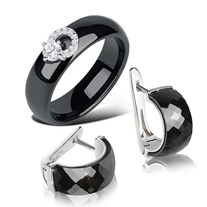 Bling Кубический Цирконий 925 Серебряные Ювелирные наборы для женщин здоровые керамические серьги-гвоздики Кольцо клубника ювелирные наборы Рождественский подарок - Окраска металла: White