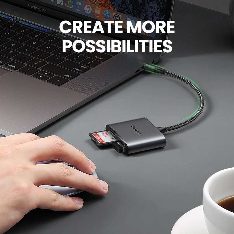 Ugreen Usb c Leitor de Cartão tipo c para Usb sd Micro sd Leitor de Cartão para Ipad Portátil Acessórios Adaptador de Cartão de Memória Leitor de Cartão sd - Imagem 2