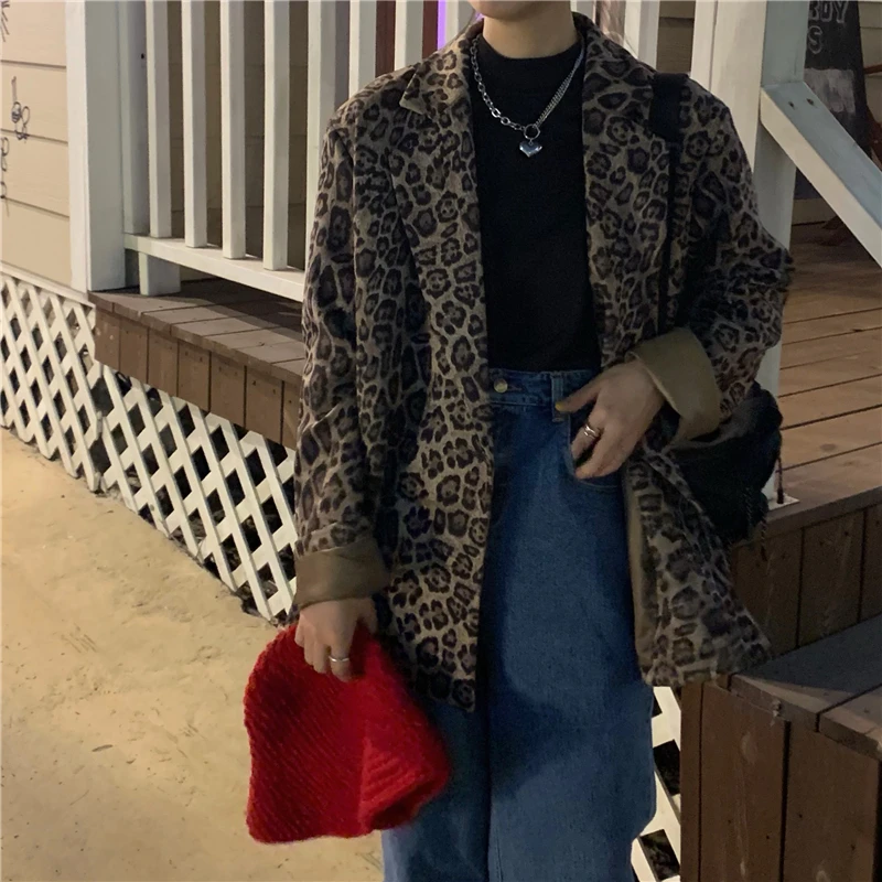 

Vintage Leopard women blazers and jackets Female 2019 Slim Coats Casual Thin Blazers Elegant Formal Long Blazer For Women S0204