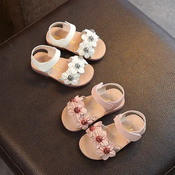 

2020 Summer New Children's Toddler Sandals Fashion Girls Princess Sandals Small Flower Toe Soft Bottom Children Shoes Wholesale