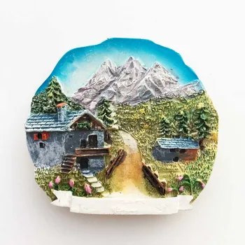 

Switzerland Jungfrau Rural Wind Tourism Memorial Resin Painted Crafts Magnetic Sticker Refrigerator Stickers DIY Home Decoration