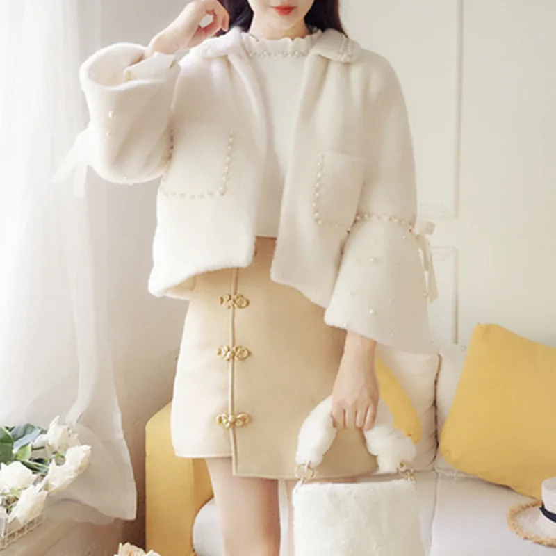 YUZACDWX Chaquetas Mujer Новая зимняя высококачественная шуба из искусственного меха норки Новая модная короткая куртка с бисером