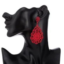 Fashion lange retro rode holle diamant dames oorbellen sieraden boho retro lange oorbellen sieraden art persoonlijkheid hipster sieraden(China)
