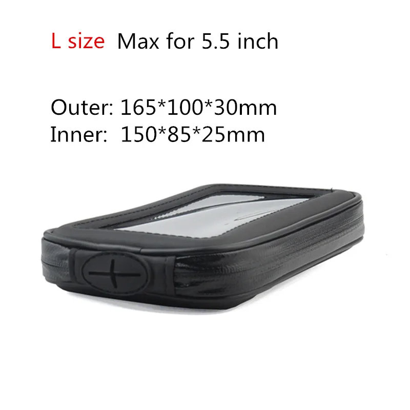 L size full black Держатель для телефона для мотоцикла, вращающийся на 360 градусов, для электровелосипеда, gps, Moto, чехол для мобильного телефона, ударопрочный чехол, водонепроницаемая сумка для смартфонов - Цвет: L size full black