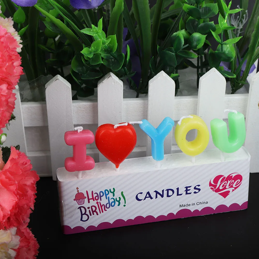Свечи с надписью «I Love You Happy Birthday», романтические свечи для торта, вечерние свечи