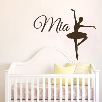 

Personalized Name Ballet Dancing Dancer Ballerina Wall Sticker Vinyl Home Decor Girls Room Nursery Decals Removable Mural 3836