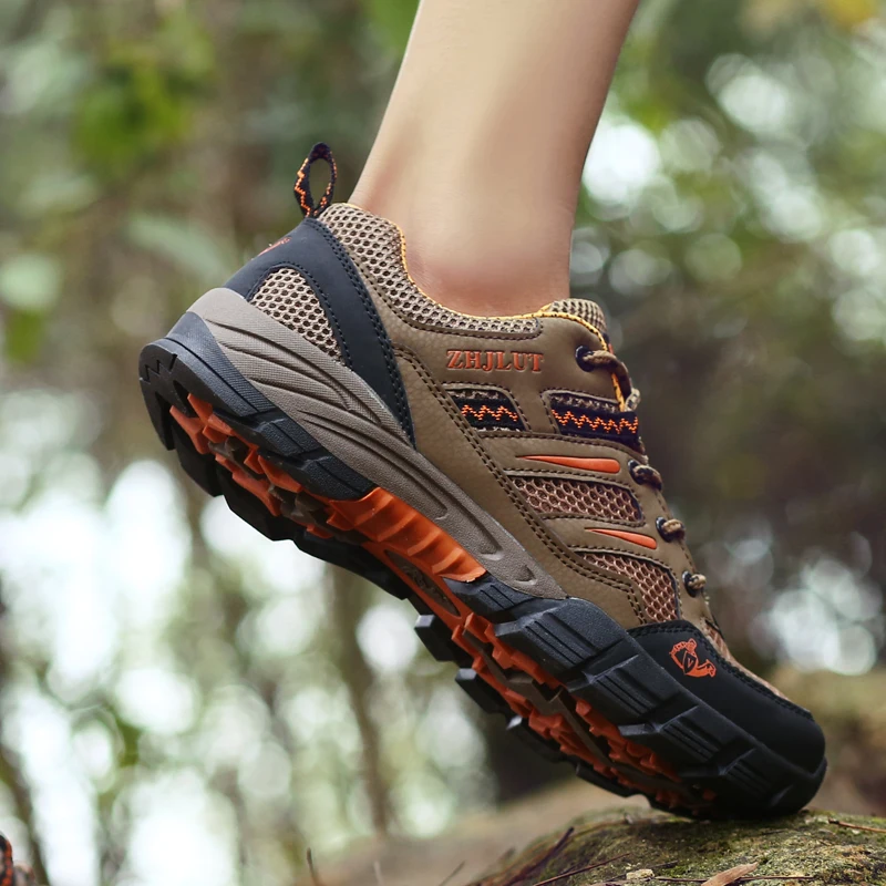 Breathable Hiking Shoes for Men Comfortable Junior Hiking Sneakers Male Brown Mountain Hiking Shoes Mens Non Slip Trekking Shoes
