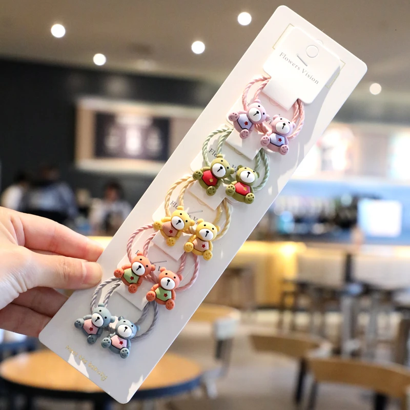 3/10 шт. Детские эластичные резинки для волос с изображением динозавра и фруктов