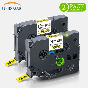 

Unismar 2PK HSe-621 Black on Yellow Heat Shrink Tubes Compatible for Brother Label Printer Perfect to Mark Cables Fibers Wires