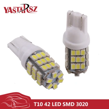 

2PCS T10 Bulbs Warm White 4300K ​​194 168 W5W LED Car Side Marker / Wedge Lights Separation Lamp 3020 42SMD 12V