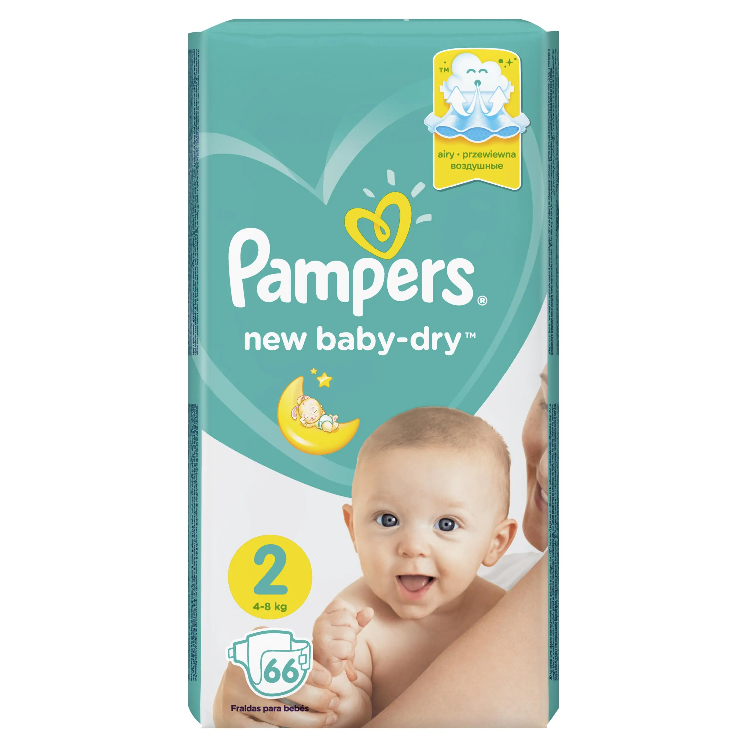 Подгузники Pampers New Baby-Dry 3-6 кг размер 2 66 шт. | Мать и ребенок