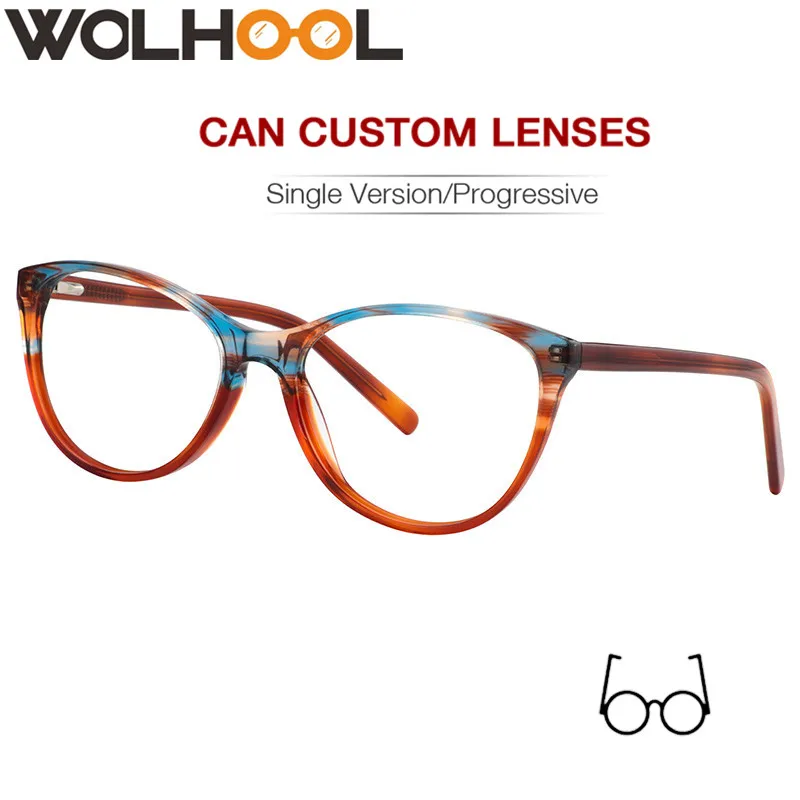 

Round retro Cateye Acetate frame optical eyeglasses frame clear lens glasses frame women men myopia spectacles prescription