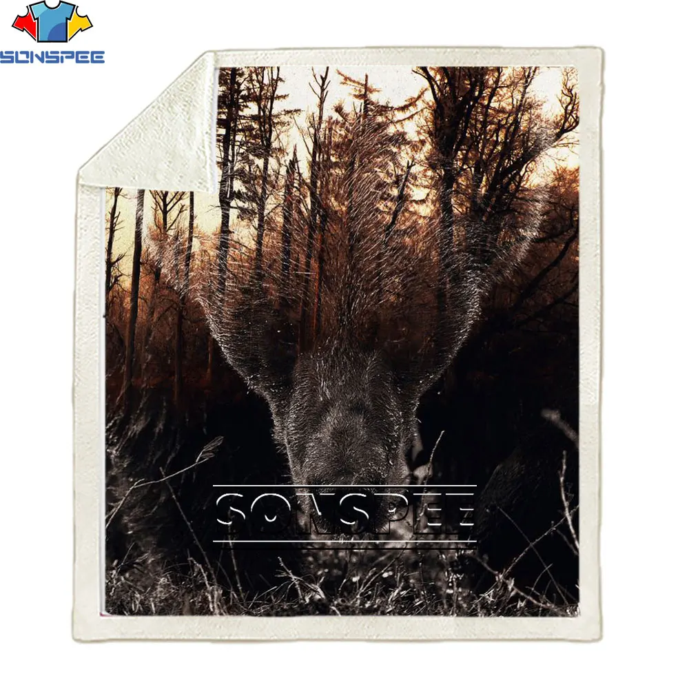 SONSPEE Wild Bear Hunting Blanket Huntbeus 3D Fully Printable Wearable Blanket Adult/Children Fleece Blanket Home Accessories