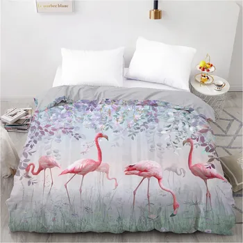 

3D Printed Custom Design Duvet Cover Quilt Comforter Blanket Case Covers Bedding Set 173x230cm Animal Flamingo Red Home Textile